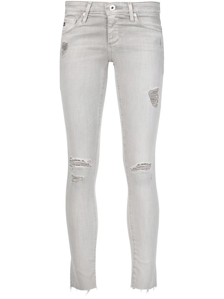 Ag Jeans Ripped Ankle Length Skinny Jeans, Women's, Size: 26, Grey, Cotton/lyocell/polyester