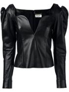 Saint Laurent Sweetheart Leather Top - Black