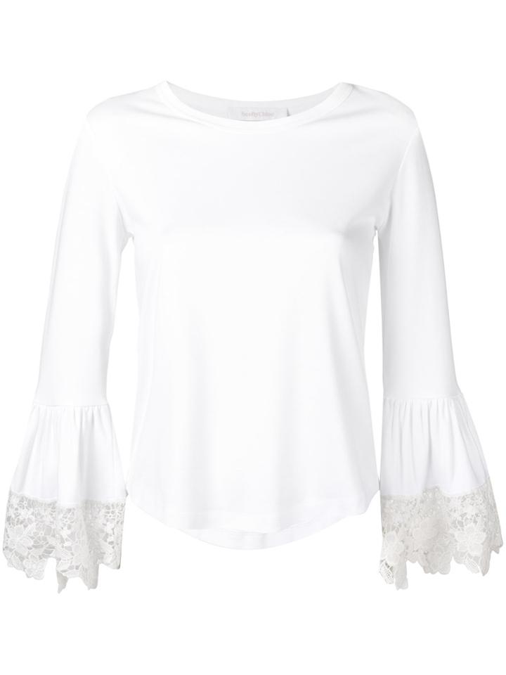 See By Chloé Lace Trim Cropped Top - White