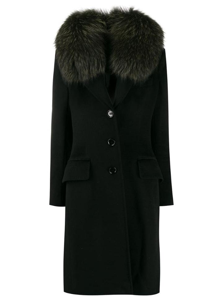 Dolce & Gabbana Pre-owned 1990's Fur-trimmed Coat - Black