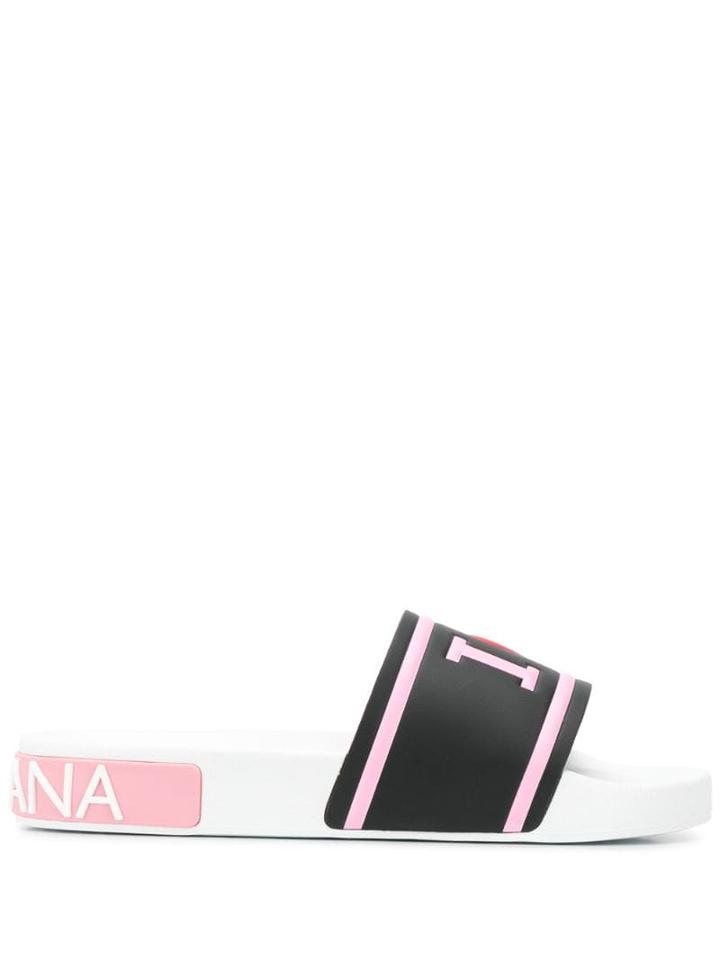 Dolce & Gabbana I Heart Pool Slides - Black