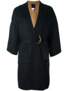 Agnona Belted Wrap Coat, Women's, Size: Medium, Black, Wool