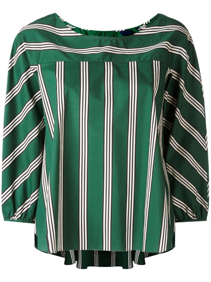Aspesi - Striped Oversized Top - Women - Cotton - 42, Green, Cotton