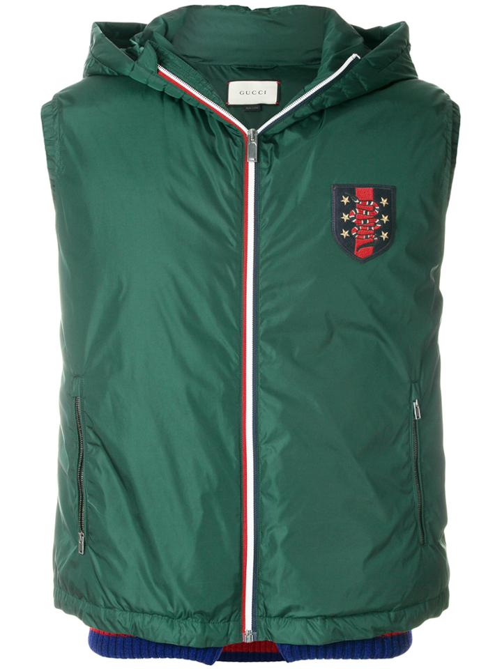 Gucci Snake Badge Hooded Gilet - Grey