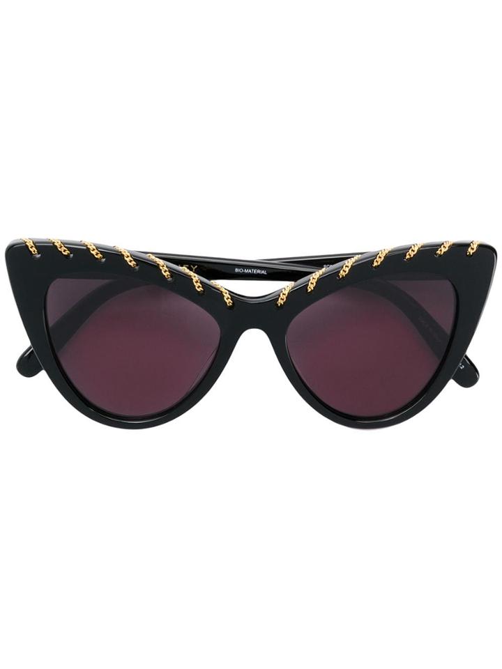 Stella Mccartney Eyewear Chain Embellished Cat Eye Sunglasses - Black