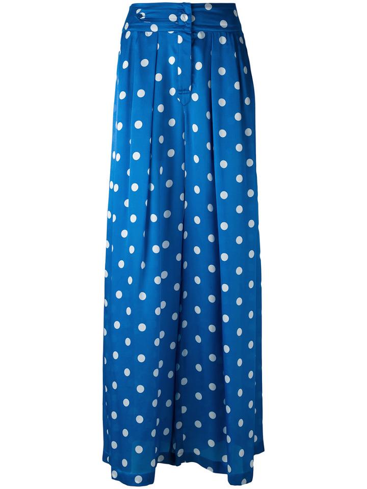 Christian Wijnants - Polka-dot Wide-leg Trosuers - Women - Silk - 36, Blue, Silk