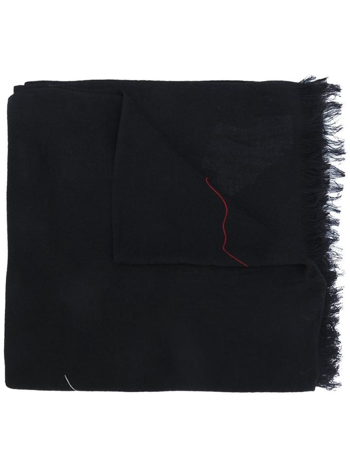 Yohji Yamamoto Printed Scarf, Adult Unisex, Black, Wool