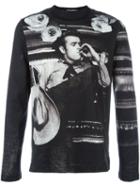 Dolce & Gabbana James Dean Print T-shirt, Men's, Size: 48, Black, Silk/cotton/polyamide/polyester