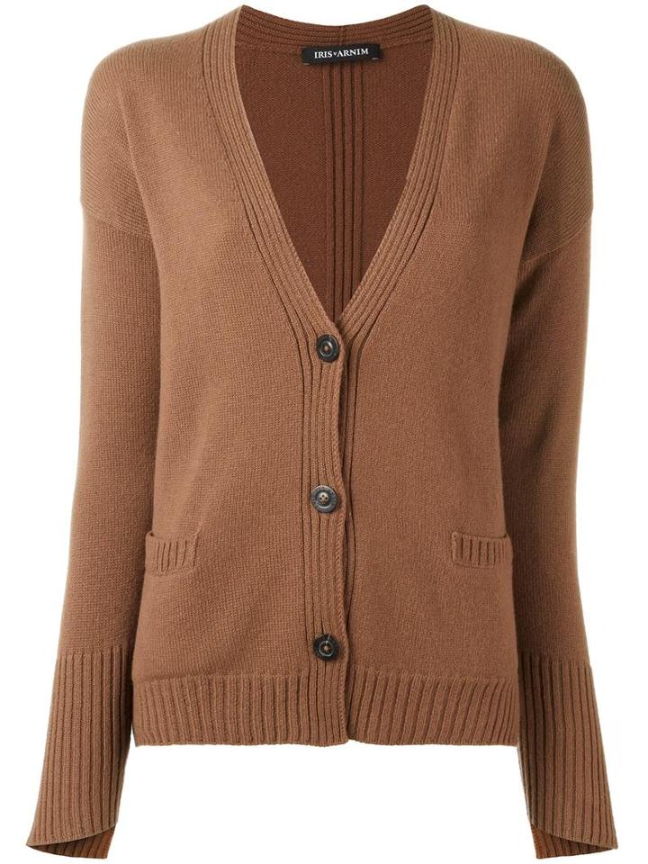 Iris Von Arnim V-neck Cardigan, Women's, Size: Large, Brown, Cashmere