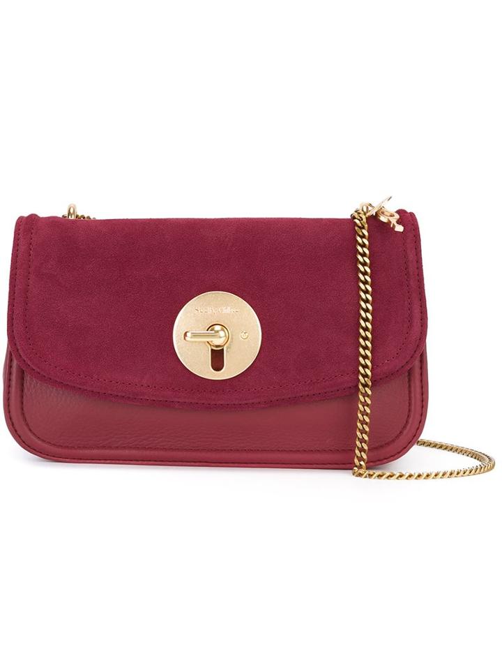 See By Chloé 'lois' Shoulder Bag, Women's, Pink/purple, Calf Leather/calf Suede