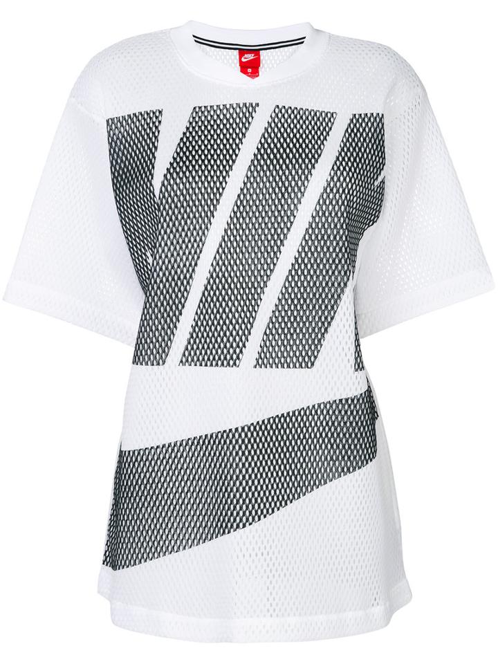 Nike - Logo Mesh Top - Women - Nylon - L, White, Nylon
