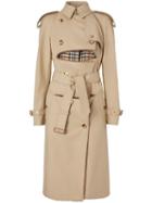 Burberry Deconstructed Cotton And Shearling Trench Coat - Neutrals