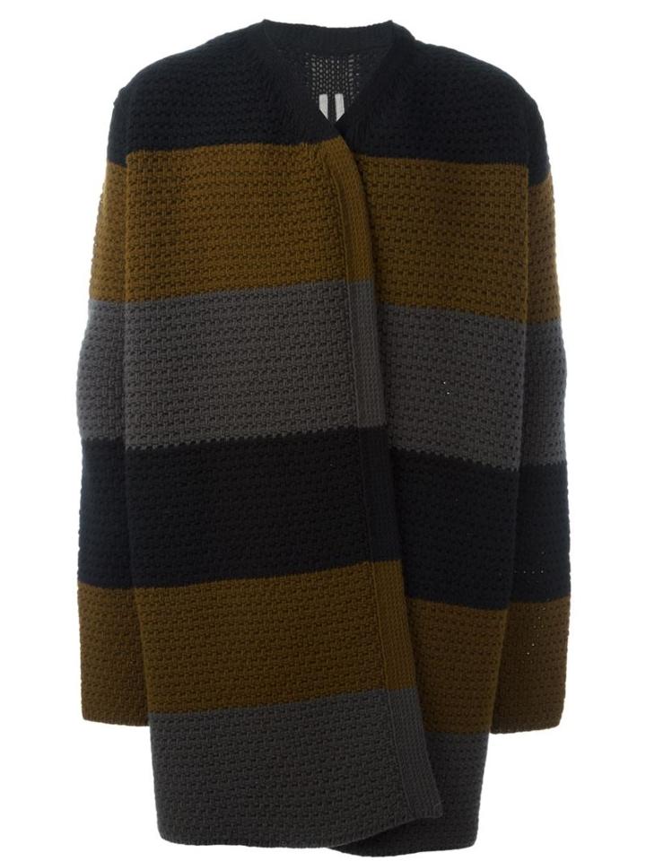 Rick Owens Striped Long Cardigan, Men's, Size: Large, Wool