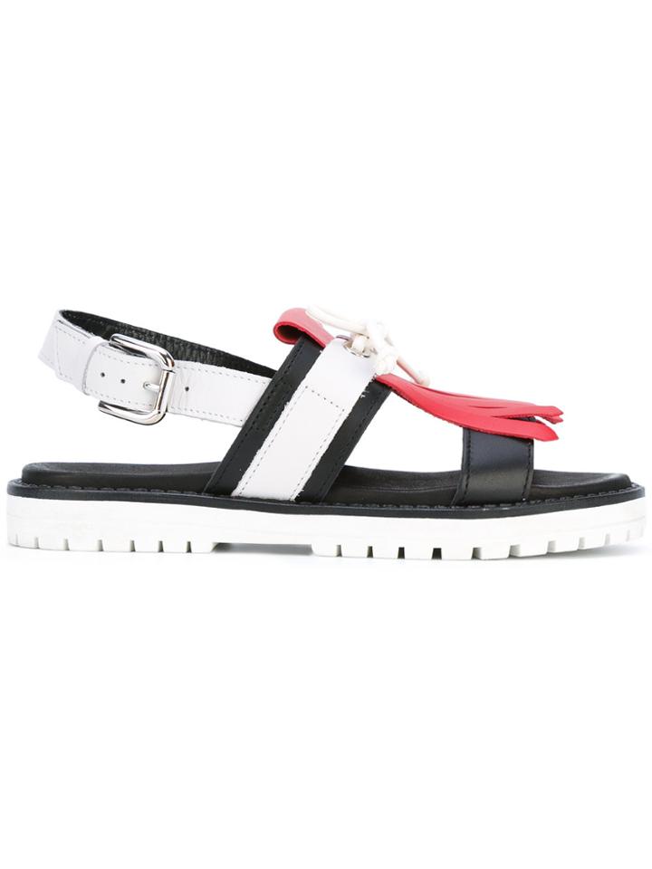 Pollini Fringed Slingback Sandals - Blue
