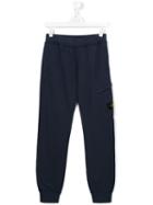 Stone Island Kids Logo Patch Sweatpants, Boy's, Size: 14 Yrs, Blue