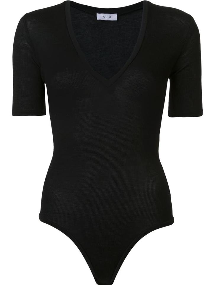 Alix V Neck Bodysuit, Women's, Size: Large, Black, Micromodal