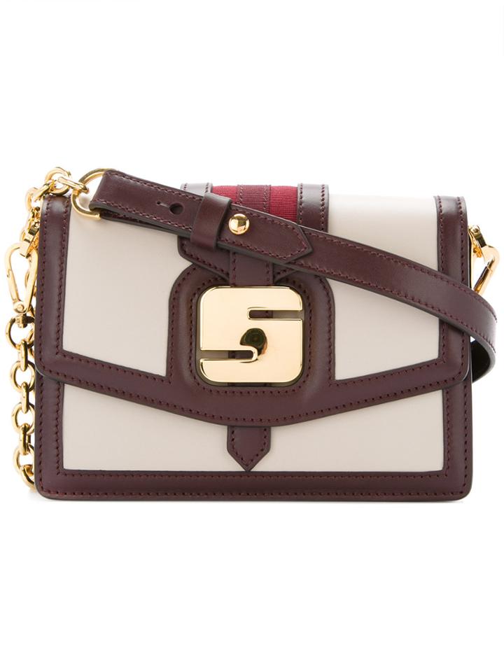 Serapian Metal Detail Shoulder Bag - Nude & Neutrals