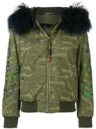 Mr & Mrs Italy Fur Trimmed Hood Bomber Jacket - Green