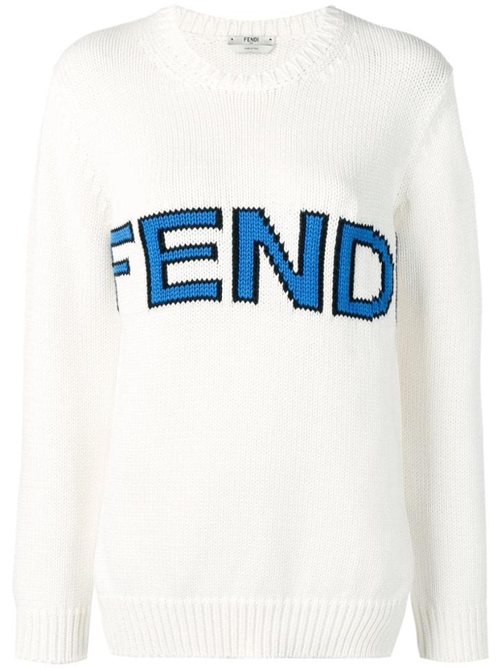 Fendi Knit Logo Jumper - Neutrals