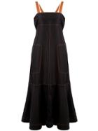 Lee Mathews Contrast Stitching Midi Dress - Black