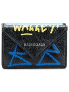 Balenciaga Paper Mini Scribble Wallet - Black