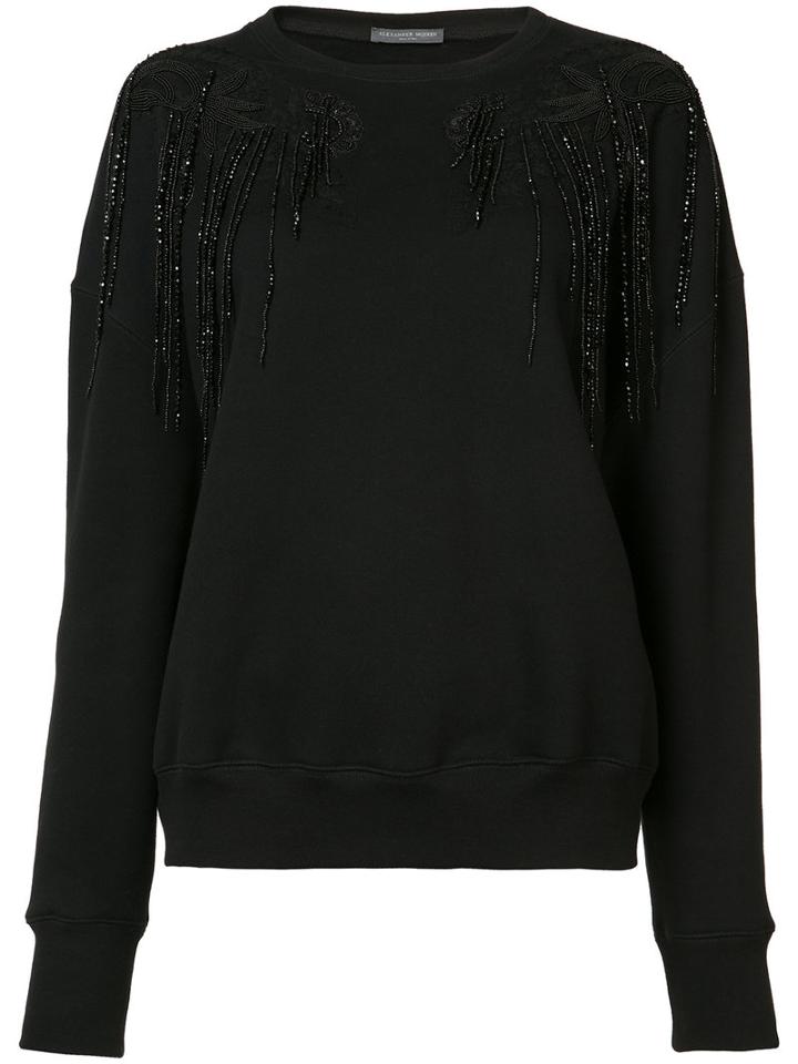 Alexander Mcqueen - Crew Neck Sweatshirt - Women - Cotton/polyamide/viscose - 40, Black, Cotton/polyamide/viscose