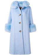Saks Potts Fur Trim Oversized Coat - Blue