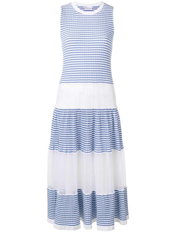 Red Valentino Tulle Insert Midi Dress - Blue