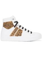 Amiri Leopard Print Panel Hi Tops - White