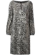 Roberto Cavalli Leopard Print Longsleeved Dress, Women's, Size: 48, Nude/neutrals, Spandex/elastane/viscose