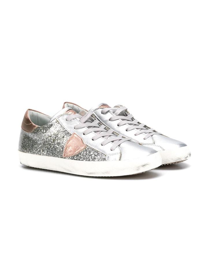 Philippe Model Kids Teen Paris Glitter Sneakers - Silver