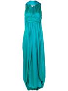 Hermès Vintage Pleated Cape Detail Dress - Blue