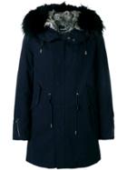 Yves Salomon Fur Hooded Jacket - Blue