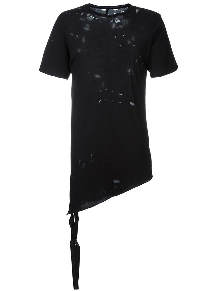 Unravel Project Distressed Long Length T-shirt, Men's, Size: Xl, Black, Cotton