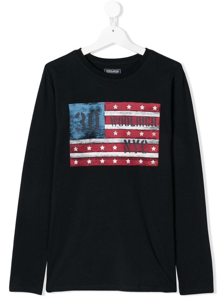 Woolrich Kids Teen Flag Print T-shirt - Blue