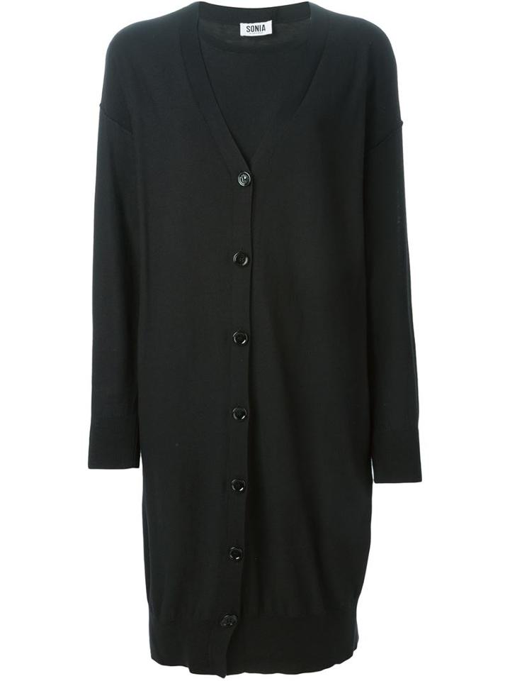 Sonia By Sonia Rykiel Button-up Cardi-coat, Women's, Size: Medium, Black, Silk/cotton