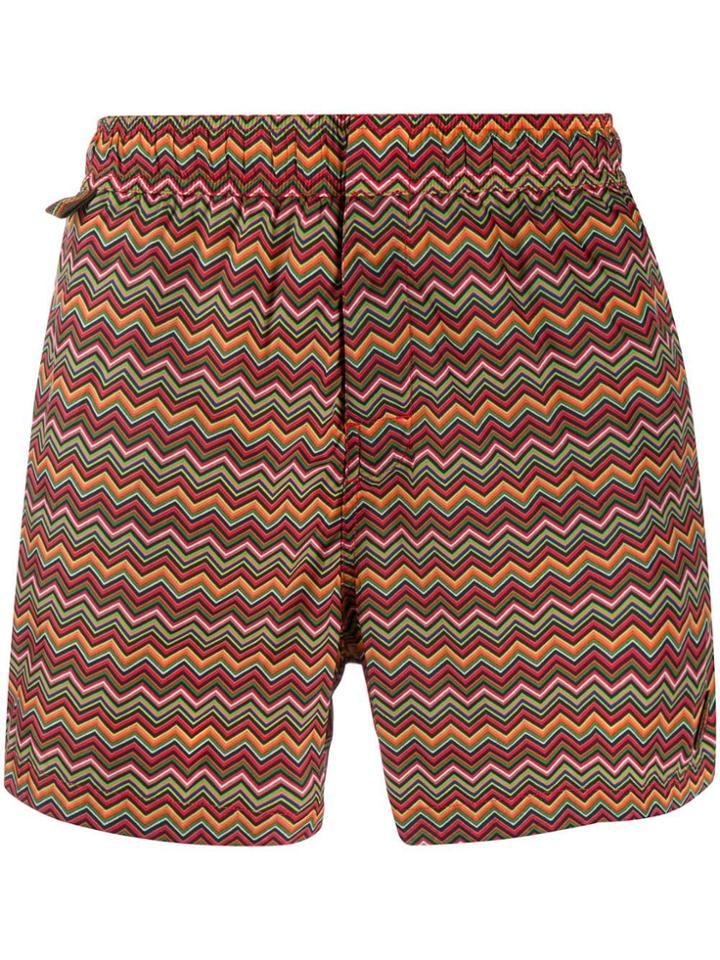 Missoni Chevron Pattern Swimming Shorts - Red