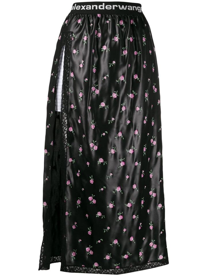 Alexander Wang Floral Lace Accent Skirt - Black