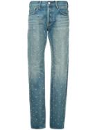 Tu Es Mon Trésor Polka Dot Pearl Straight Jeans - Blue
