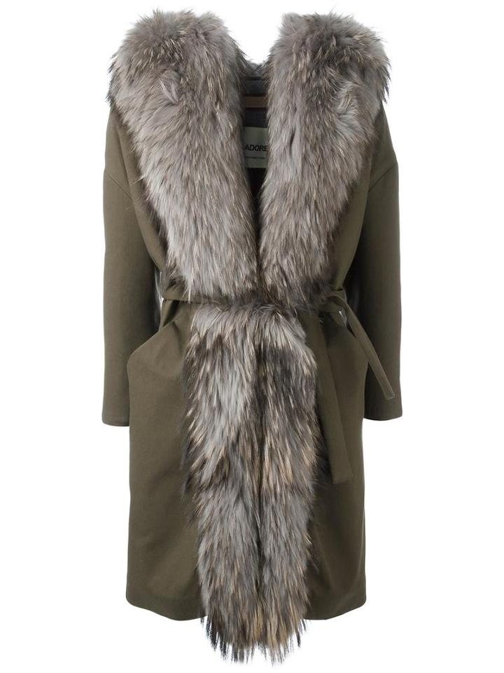 Ava Adore 'mimosa' Coat, Women's, Size: 46, Green, Cotton/polyester/raccoon Dog/acrylic