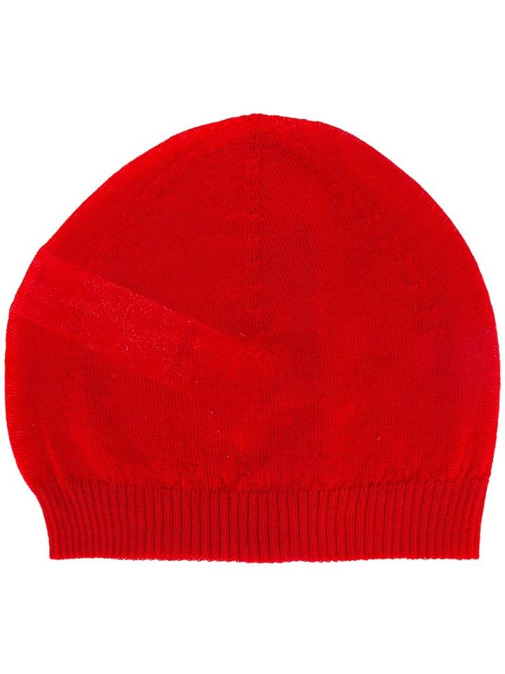 Rick Owens Knit Beanie, Adult Unisex, Red, Virgin Wool