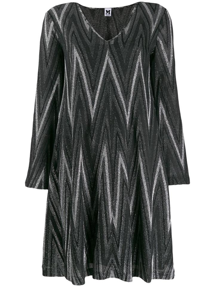 M Missoni Zigzag Metallic Knit Dress - L900h Nero Argento