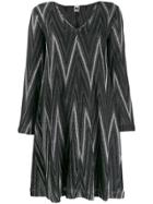 M Missoni Zigzag Metallic Knit Dress - L900h Nero Argento