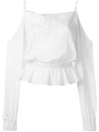 Balmain Off-shoulder Blouse, Size: 36, White, Cotton