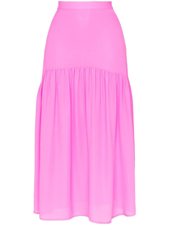 Maryam Nassir Zadeh Silk High Waisted Tiered Skirt - Pink