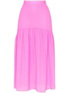 Maryam Nassir Zadeh Silk High Waisted Tiered Skirt - Pink