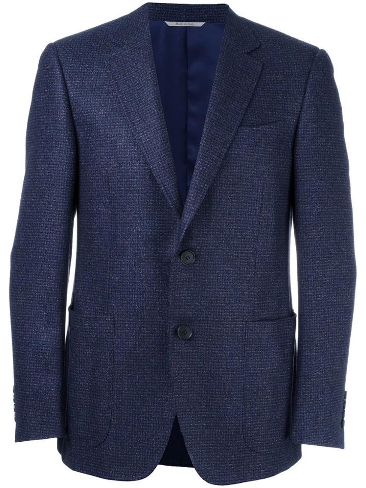 Canali Woven Single Breasted Blazer - Blue