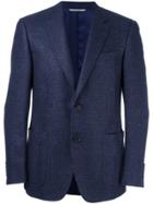 Canali Woven Single Breasted Blazer - Blue