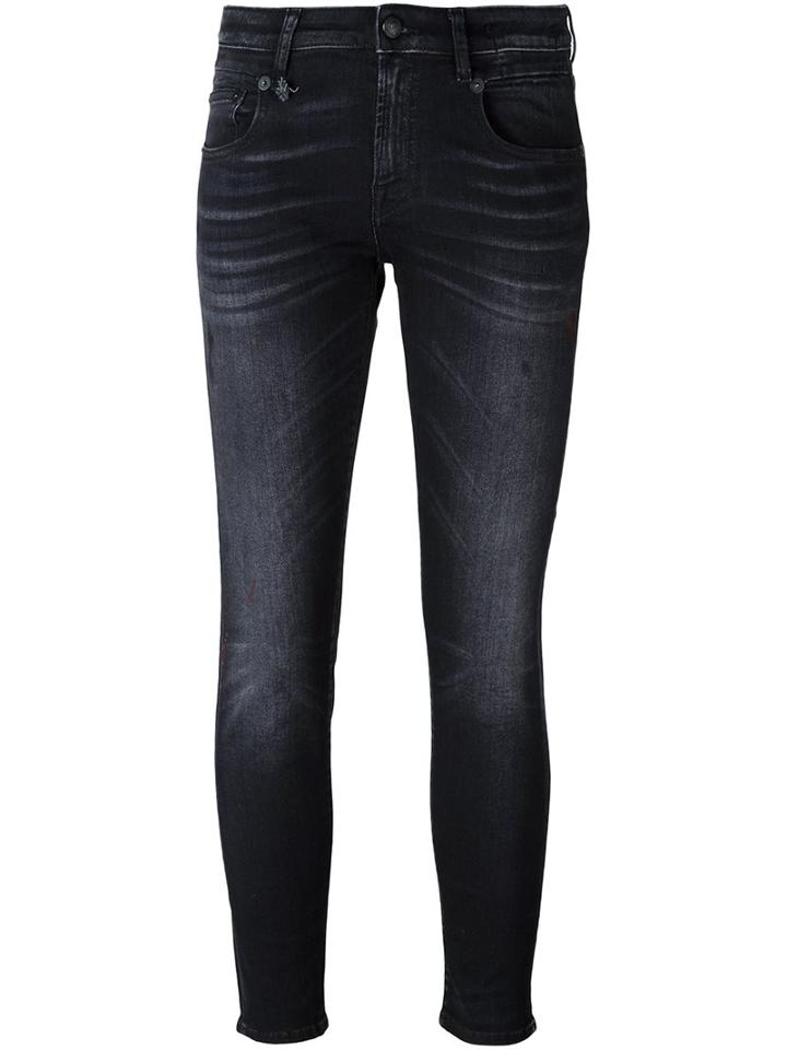 R13 Cropped Skinny Jeans, Women's, Size: 26, Black, Cotton/polyester/spandex/elastane