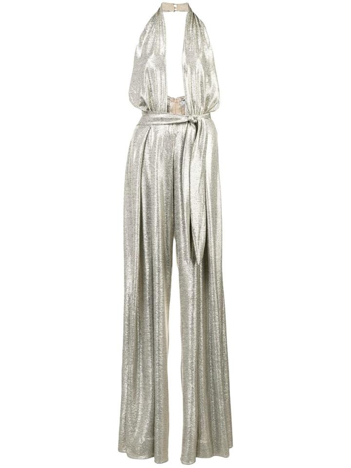 Patbo Lamé Wrap-front Jumpsuit - Grey